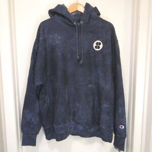 NWOT Champion Reverse Weave Navy Tie-Dye Fleece Lined Hoodie Unisex, XL Relaxed